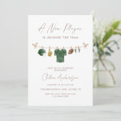 Green A New Player Football Baby Shower Einladung (Stehend Vorderseite)