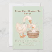 Green A Silly Goose From Our Shower To Yours Sign Einladung (Rückseite)