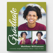 Green Abschluss 3 Foto Bold Arch Script Modern Fotoplatte (Vorderseite)