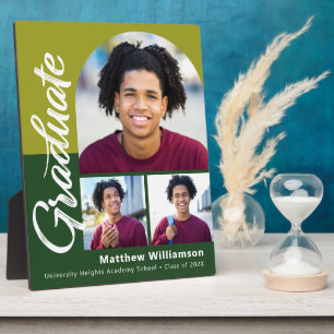 Green Abschluss 3 Foto Bold Arch Script Modern Fotoplatte