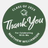Green Abschluss Bold Script Cap Danke, Modern Runder Aufkleber (Vorderseite)
