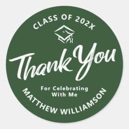 Green Abschluss Bold Script Cap Danke, Modern Runder Aufkleber