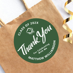 Green Abschluss Bold Script Cap Danke, Modern Runder Aufkleber