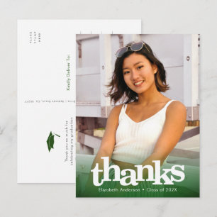 Green Abschluss Foto fett Typografie danke Postkarte
