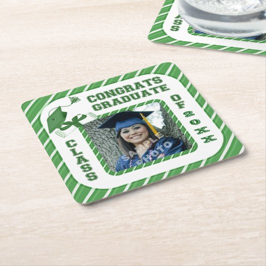 Green Abschluss Graduate School Party Untersetzer (angewinkelt)