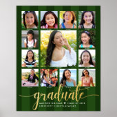Green Abschluss K-12 Fotocollage Gold Script Poster (Vorne)
