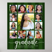 Green Abschluss K-12 Fotocollage Stripes Script Poster (Vorne)
