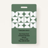 Green Abstract Design Employee Photo ID Company Ausweis (Rückseite)