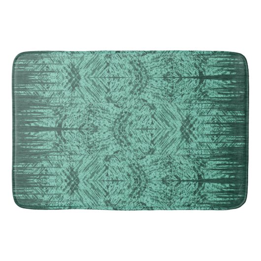 Green Abstract Island Tiki Pattern Badematte (Vorderseite)