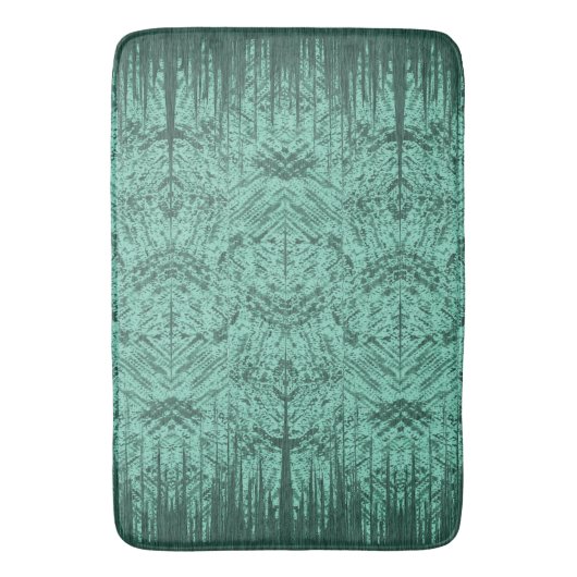 Green Abstract Island Tiki Pattern Badematte (Vorderseite Vertikal)