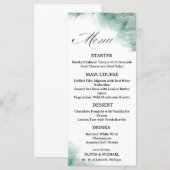  Green Abstract Watercolor Wash Wedding Menu Card Menükarte (Vorne/Hinten)