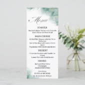  Green Abstract Watercolor Wash Wedding Menu Card Menükarte (Stehend Vorderseite)