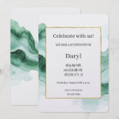 Green Abstract Wave Birthday Einladung (Vorne/Hinten)