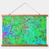 Green abstract Wood Topped Wall Tapestry,Smooth  Wandteppich Mit Holzrahmen (Vorne)