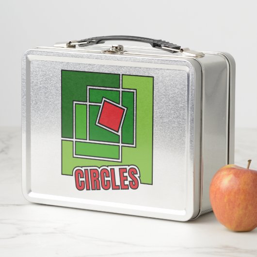 Green Abstraction with Twisted Red Square Metall Brotdose (Beispiel)