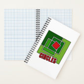 Green Abstraction with Twisted Red Square Notizblock (Innen)