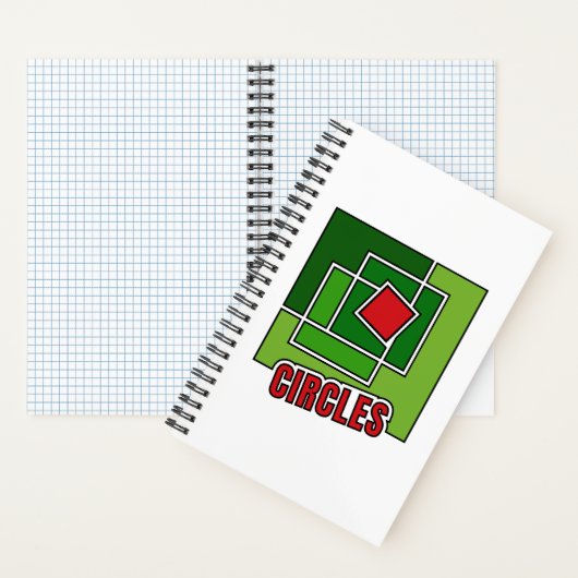 Green Abstraction with Twisted Red Square Notizblock (Innen)