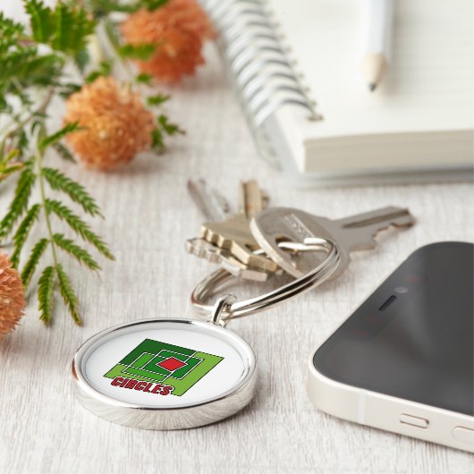 Green Abstraction with Twisted Red Square Schlüsselanhänger (Seite)