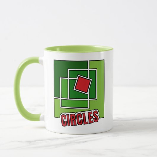Green Abstraction with Twisted Red Square Tasse (Links)