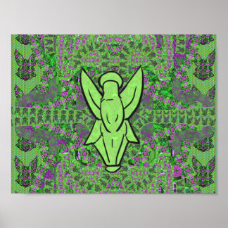 Green Abstrakt Angel Pattern Art Poster