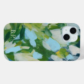 Green Abstrakt Art Monogram Individuelle Name Case-Mate iPhone Hülle (Rückseite (Horizontal))