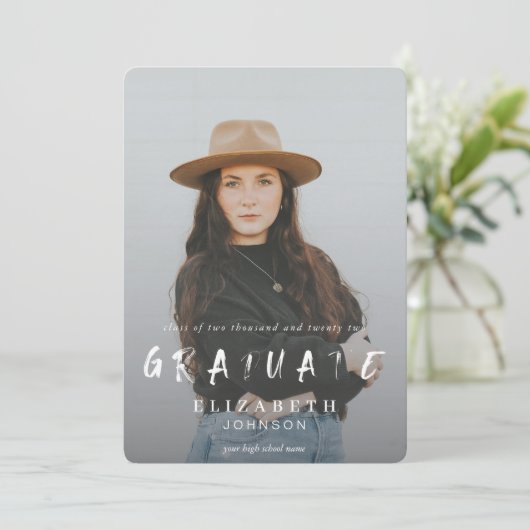 Green Abstrakt Brushstrokes Foto Abschluss Ankündigung (Stehend Vorderseite)