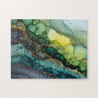 Green Abstrakt Fluid Art Puzzle