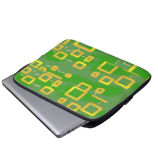 Green Abstrakt Geometric Electronics Bag Laptopschutzhülle (Vorne Knopf)
