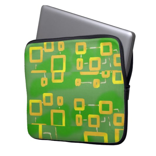 Green Abstrakt Geometric Electronics Bag Laptopschutzhülle (Vorderseite Links)