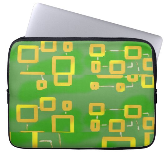 Green Abstrakt Geometric Electronics Bag Laptopschutzhülle (Vorderseite)