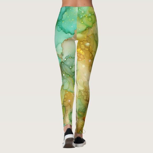 GREEN ABSTRAKT MARBLE LEGGINGS (Rückseite)