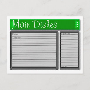 Green Accents Custom Recipe Card Postkarte