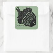 Green Acorn Woodcut Quadratischer Aufkleber (Tasche)