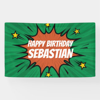 Green Action Hero Birthday Banner