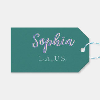 GREEN add name girl boss text PURPLE elegant Geschenkanhänger