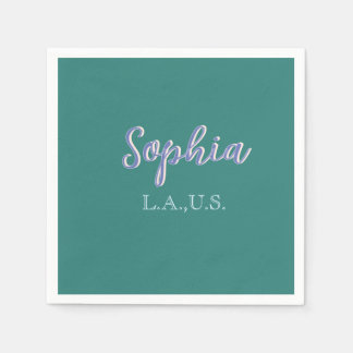 GREEN add name girl boss text PURPLE elegant Serviette