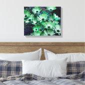 Green African Daisies Abstrakte Blume Leinwanddruck (Insitu (Schlafzimmer))