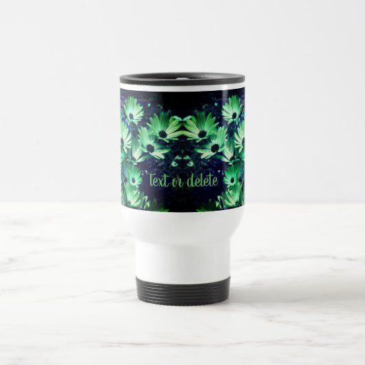 Green African Daisies Blume Art Personalisiert Reisebecher (Mittel)