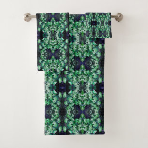 Green African Daisy Blume Abstrakt Badhandtuch Set