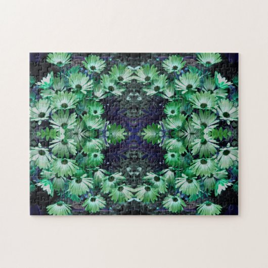 Green African Daisy Blume Abstrakt Puzzle (Horizontal)