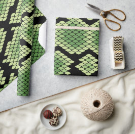 Green African Wildlife Snage Animal Print Muster Geschenkpapier