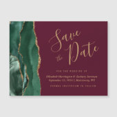 Green Agate Burgundy Magnetic Save the Date Magnetkarte (Vorderseite)