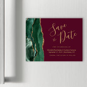 Green Agate Burgundy Magnetic Save the Date Magnetkarte