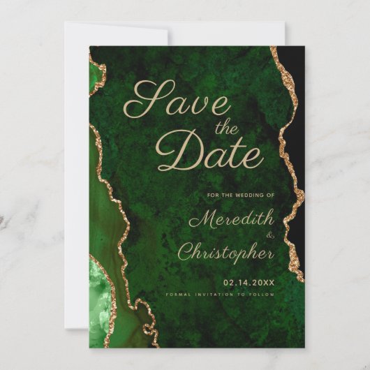 Green Agate Foto Wedding Save the Date (Vorderseite)