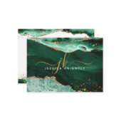 Green Agate Geode Gold Glitzer Monogram Script Mitteilungskarte (Vorderseite/Rückseite Beispiel)