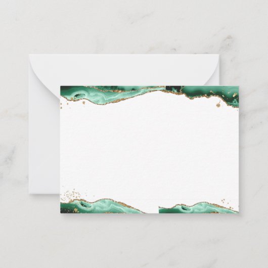 Green Agate Geode Gold Glitzer Monogram Script Mitteilungskarte (Rückseite)