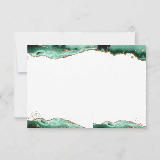 Green Agate Geode Gold Glitzer Script Monogram Mitteilungskarte (Rückseite)