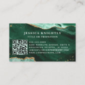 Green Agate Geode Monogram Gold Script Visitenkarte (Rückseite)