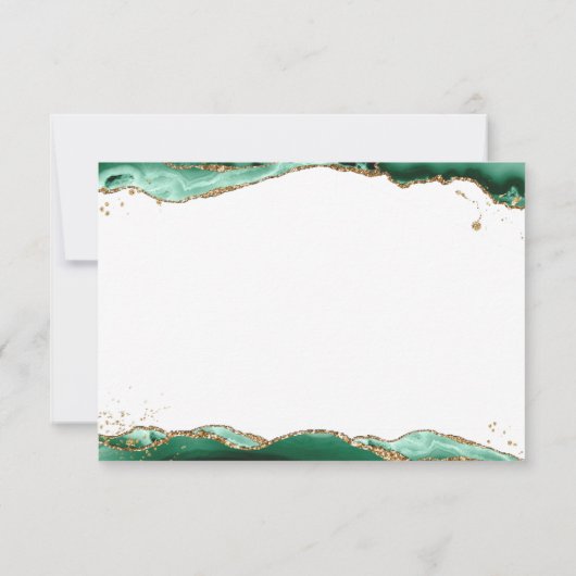 Green Agate Geode Monogram Script Gold Glitzer Mitteilungskarte (Rückseite)