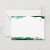 Green Agate Geode Script Monogram Gold Glitzer Mitteilungskarte (Rückseite)